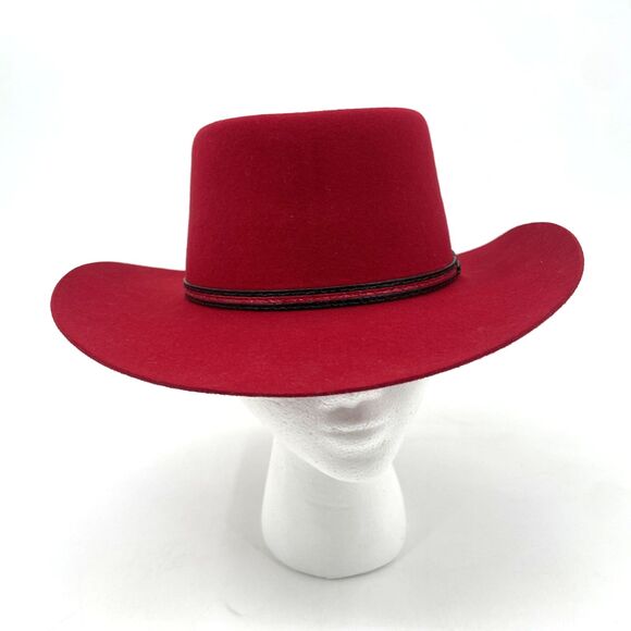 Vtg Charlie 1 Horse Red Wool Cowboy Hat Cowgirl 6-7/8 Western Flare Hatband Boho main image 8